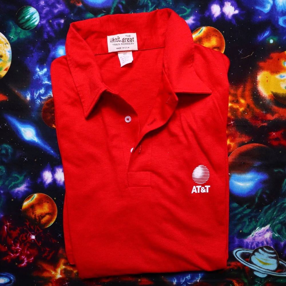Vintage 80s At&t Red Polo Shirt USA Large